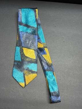 Premium sartorial tie 100% wool multicolor fantasy pattern handmade in Italy